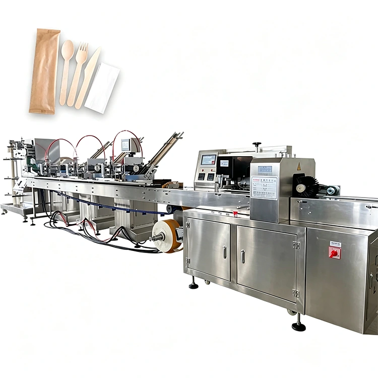 Automatisk serviet- og knivgaffel-ske-pakkemaskine